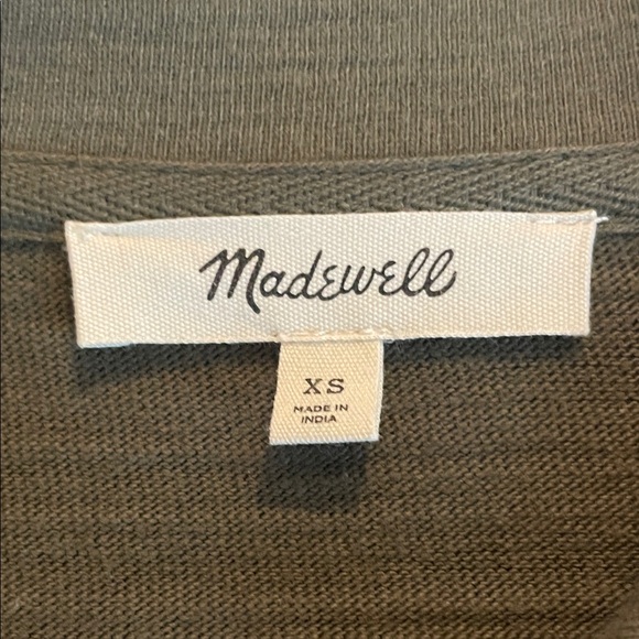 Madewell Olive and Light Blue Striped Polo Shirt - Picture 2 of 6